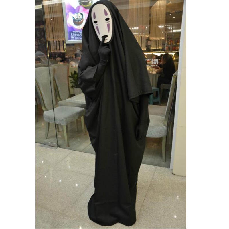 Premium Versatile Halloween Anime Cartoon Kaonashi Spirited Away No Face Man Cosplay Costume Mask gloves Faceless Set... - Image 3