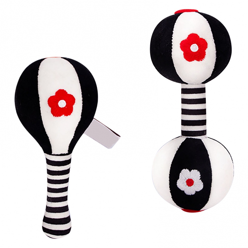 Elegant Digital 2Pcs Baby Shaker Rattle Toy Set Sand Hammer Dumbbell Comfort Black&White Wrist Kids Newborns Early Ed... - Image 4