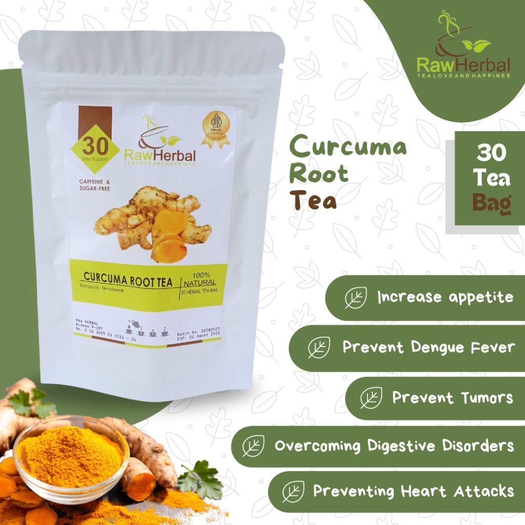 Travel Trendy Curcuma Root Tea : Teh Temulawak Pure 100% Organic 30 Bag x1