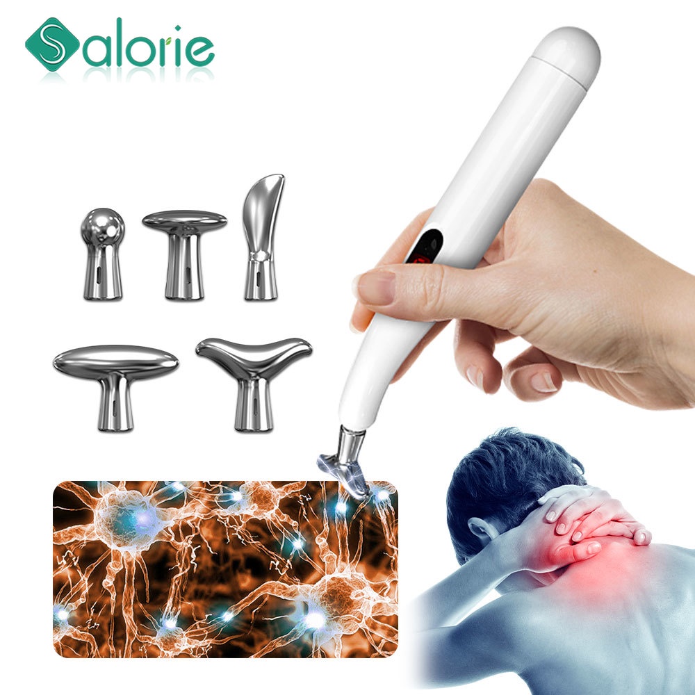 Electric Pulse Acupuncture Pen Trigger Point Massager Electronic Meridian Energy Stick TCM Therapy Pain Relief 5 Heads