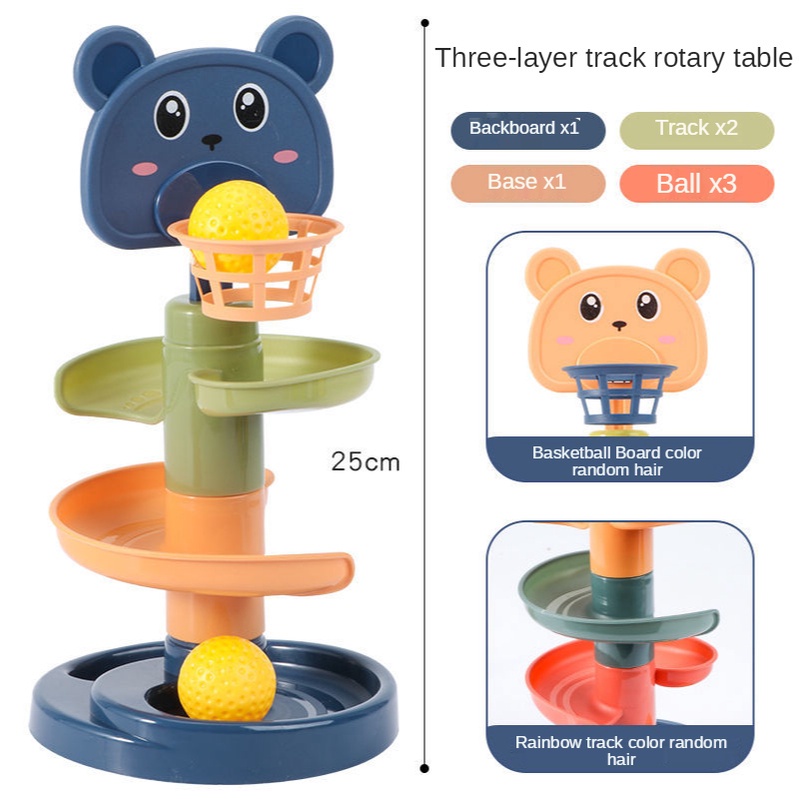 Baby Educational Toys Children's Sliding Ball Tower Baby's Folding Basketball Table Games Shooting Gift Toys for Childre