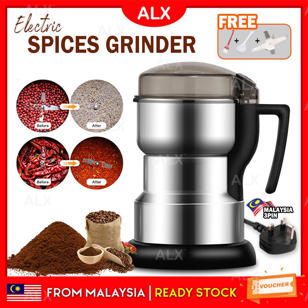 ALX Stainless Steel Grinder 400W Msia Plug Flour Powder Coffee Grinder Bean Machine Food Blender Pengisar Serbuk 研磨机