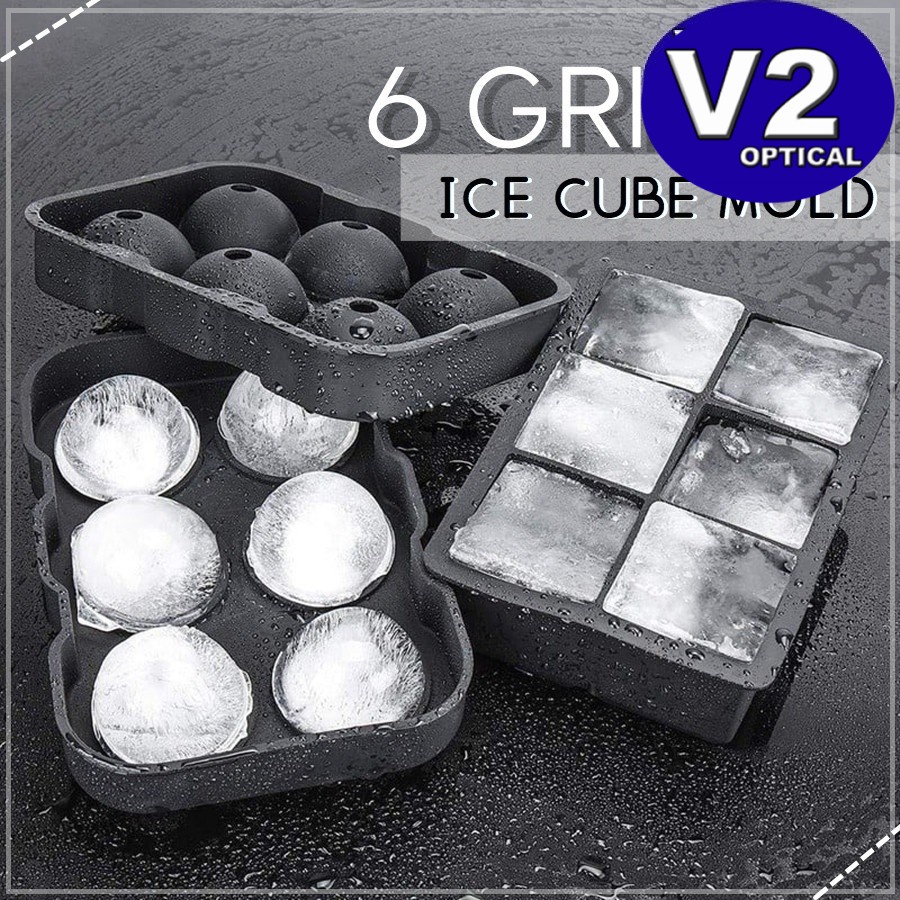 (6 GRID)Silicone Ice Cube Tray Mold Ice Ball Maker Jelly Maker Molds Ice Storage Containers Cocktails Beverages Flexible