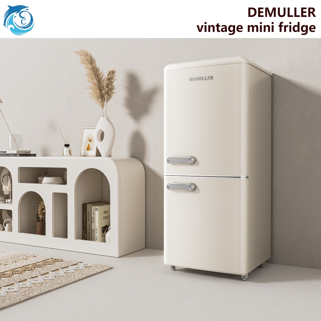 Hot Sale DEMULLER Retro Refrigerator Refrigerator Mini Little Lemon 8 Influence High-value Household Two-Door Refrigerator Two-Door Mute Energy-Saving Refrigerator