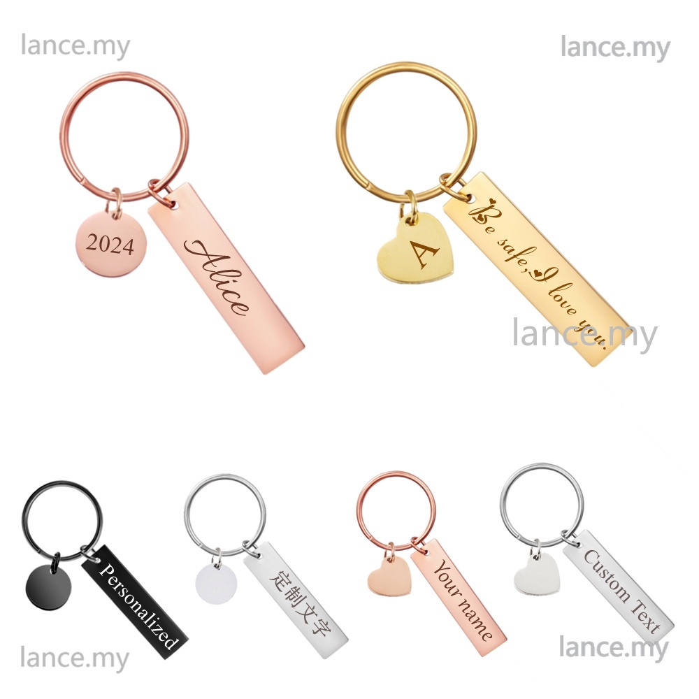 Personalized Stainless Steel Keychain Couple Gift Custom Name Keychain Engraved Date Blessing Words Graduation Gift New Year Gift Personalized Gift For Women Men