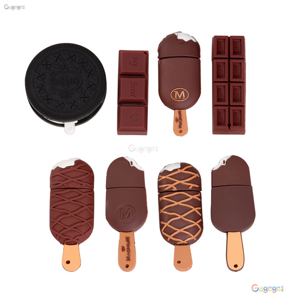 Cute Ice Cream Pendrive 128GB 64GB 32GB 16GB 8GB 1GB Real Capacity Cartoon Chocolate 1TB 2TB Data Storage Silicone Material Waterproof USB Flash Drive