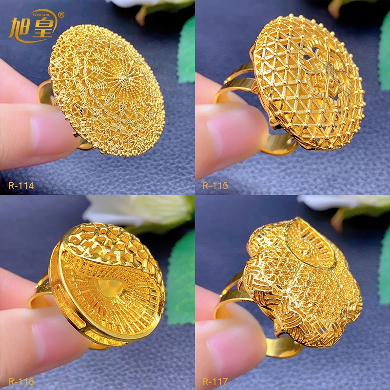 African Jewelry 24K Gold Plated Large Women Rings Dubai Ethiopia Luxury Big Ring Suitable For Wedding And Party Gifts