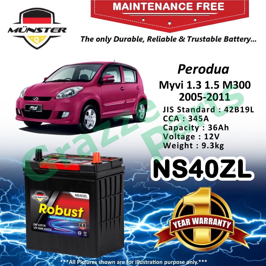 Münster Robust MF CMF EFB Car Battery Bateri Kereta for Perodua Myvi 1.3 1.5 M300 Lagi Best M600 D20