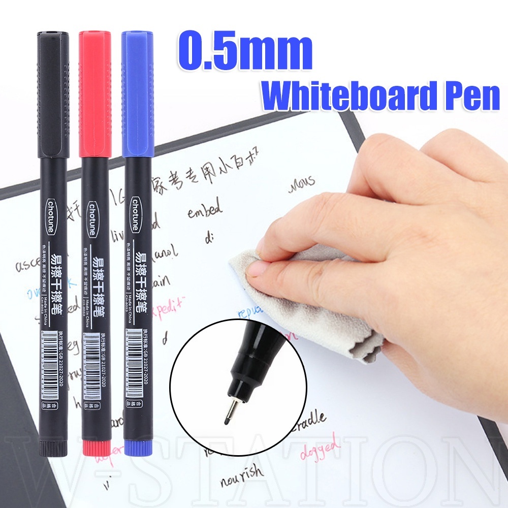 0.5mm Erasable Whiteboard Pen / Black Red Blue Dry Erase Markers / Ultra Fine Tip Erasable Marker / Teacher Teaching Accessories / Office School Student Stationery