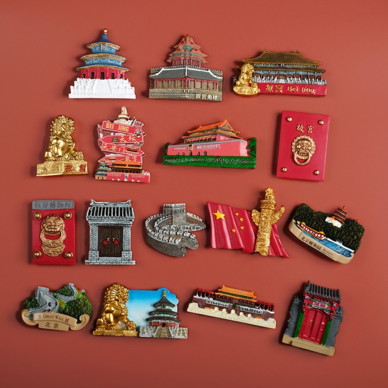 Refrigerator Magnets China Beijing Three-Dimensional Architectural Landscape Tourist Souvenirs Resin Refrigerator Stickers White