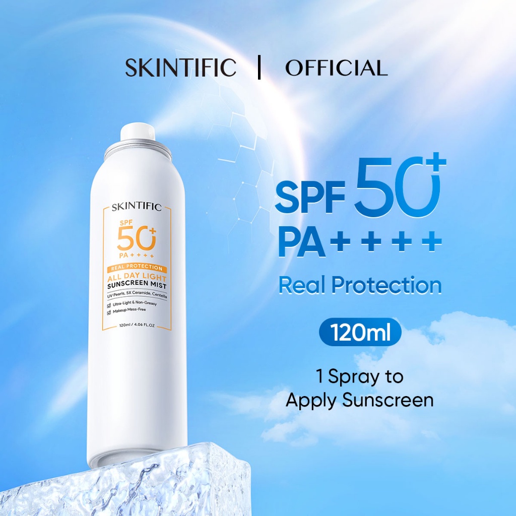 SKINTIFIC All Day Light Sunscreen Mist SPF50 PA++++ (120ml)