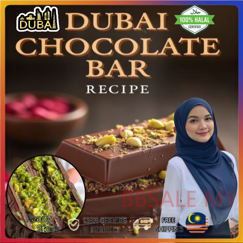 【Local Stock】Halal Dubai Chocolate Dessert Sandwiching Chocolate Pistachio Jam Pure Cocoa Butter Healthy and Delicious
