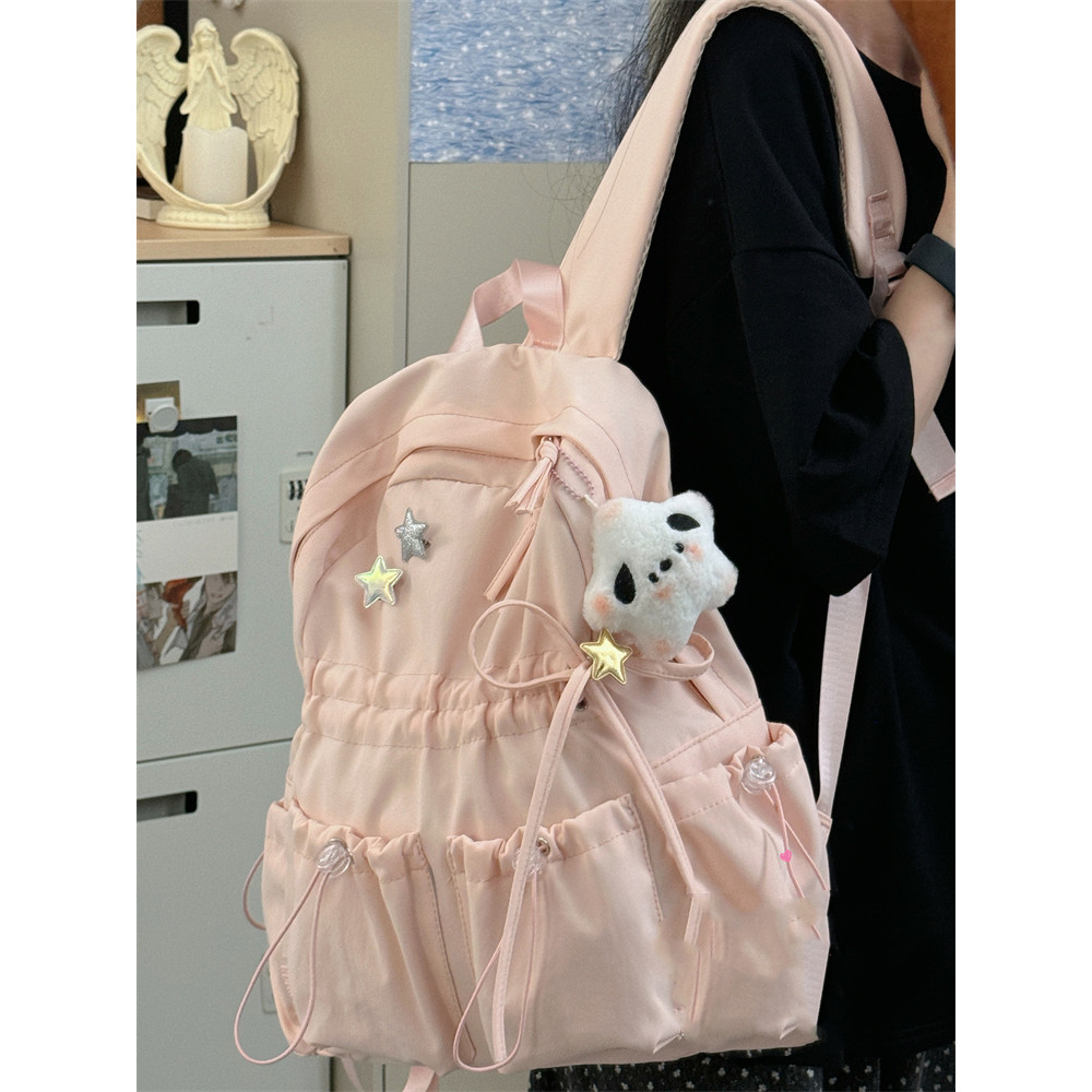 Niche Design Sense Pink Girl Female Temperament Casual Durable All-match Senior High School Students Junior High School Girls Class Schoolbag Small Fresh Backpack