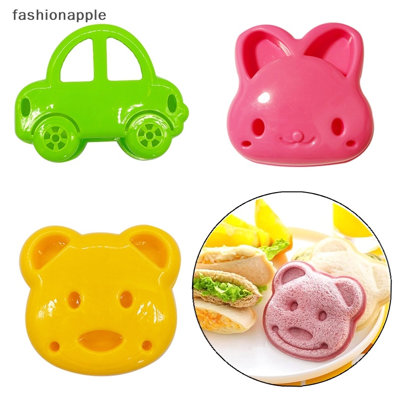 FAMY 1/3pcs Sandwich Cutter Mini Cartoon Rabbit Bear Car Bread  Sandwich Cutter Sealer For Kids Bento Lunch Baking Mold FAA