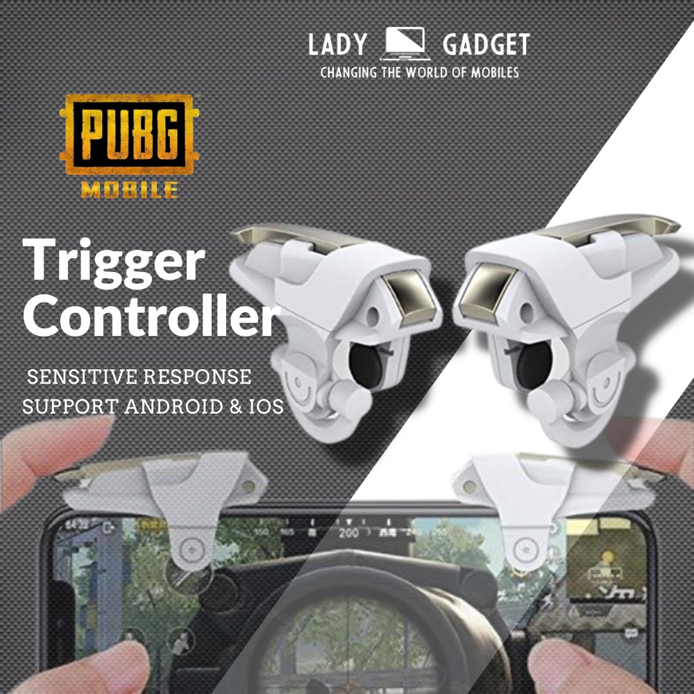 PUBG Mobile Shooter Trigger Controller L1R1 Blue Shark Fin Trigger Gamepad Joystick