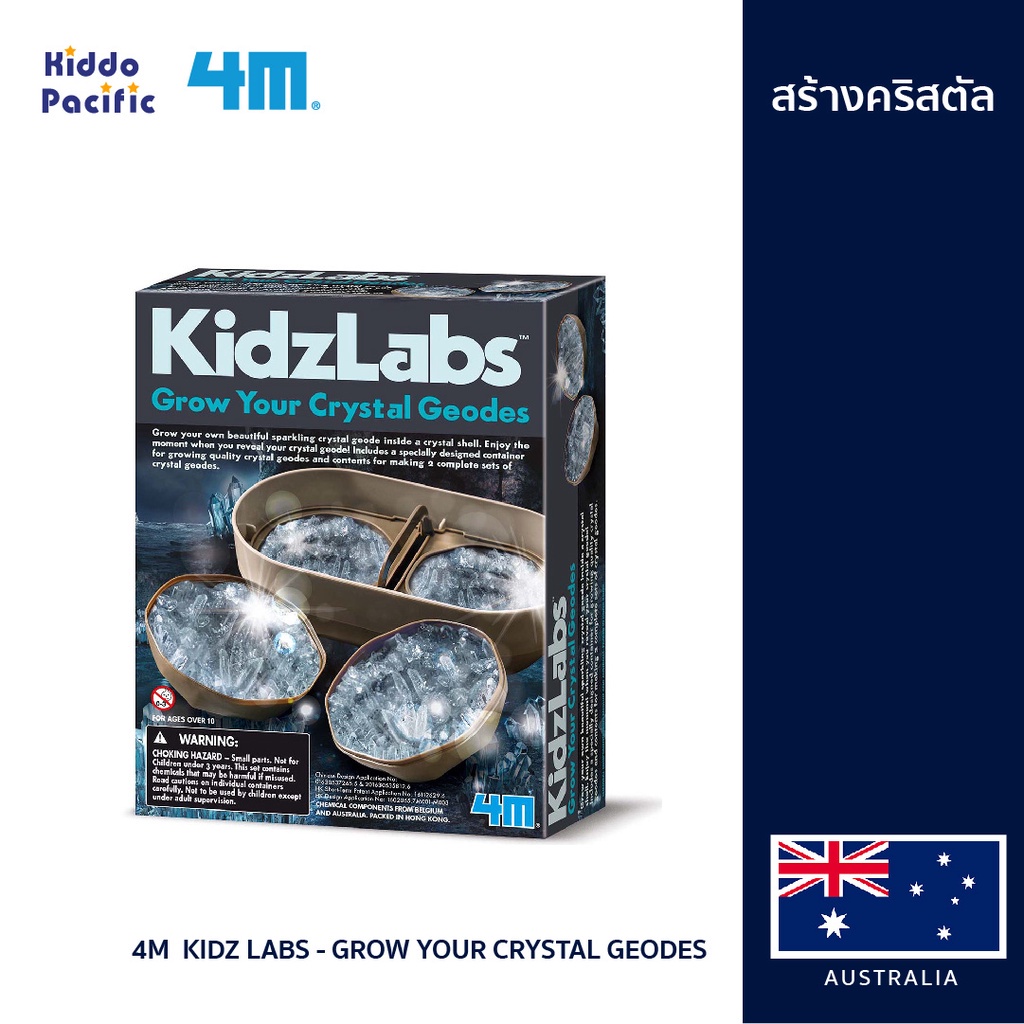 4M Kidz Labs-Grow Your Crystal Geodes Toy Set Fun With Self Making Crystals Science Skills Toys