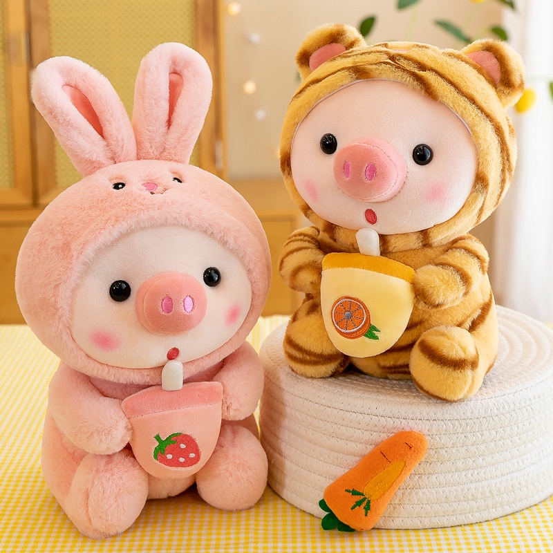Versatile Essential Cartoon animals transformed into milk tea pig plush toy rag doll children's toys - Image 5