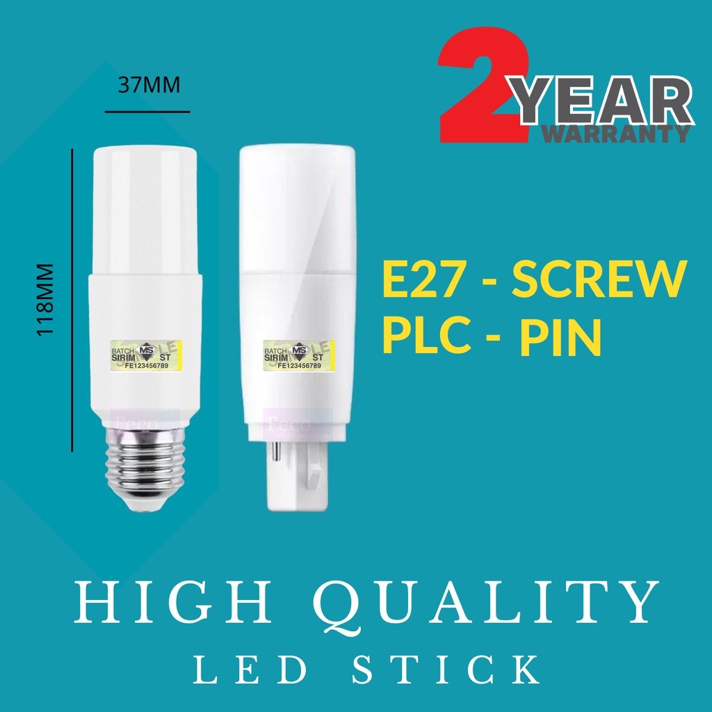 [SIRIM] LED Stick Bulb E27 PLC 9W 15W 20W Energy Saving Mentol Lampu Meja Siling Ceiling Lighting Table Lampu Down Light