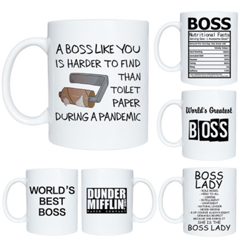 【In stock】1Pcs Dunder Mifflin The Office-World’s Best Boss Coffee Cups and Mugs 350mL Funny Ceramic Tea/Milk/Cocoa Mug Unique Office Gifts