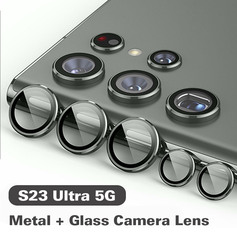 For Samsung Galaxy S24 S23 S22 Ultra 5G S23 S24 Plus Camera Lens Protectors Metal Camera Ring Tempered Glass Case Cover