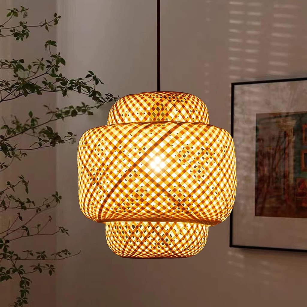 Lampu Rotan Muji Bamboo Pendant Light Restaurant Rattan Lamp Chandelier Ceiling Light Hanging Lamp Lampu Hiasan IKEA