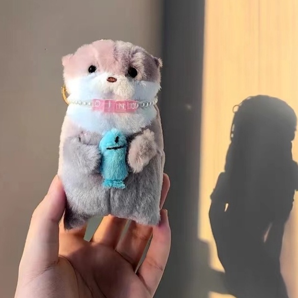 Multi Quality Ready Stock(Quality life)A amuse Cute Little Otter Hug Fish Plush Doll Pendant Gift Li Can Creative Hav... - Image 2