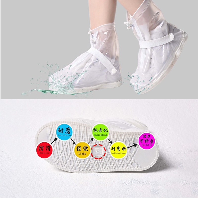Athletic Breathable Rain Boot Shoe Cover Waterproof Anti Slip Motorcycle Sarung Kasut Hujan 加厚雨鞋 - Image 4