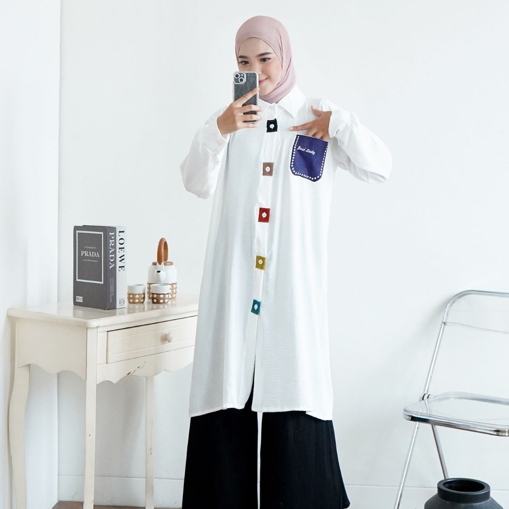 MARBEL PREMIUM LINEN RAMI TUNIC TOP FULL BUTTON FIT TO XL MODERN MUSLIM WOMEN'S CLOTHES