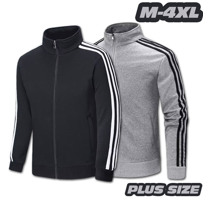 Stand Collar Zipper Sweatshirt Men Women Stripe Sports Oversized Fashion Plus Size Sweat Shirt Men