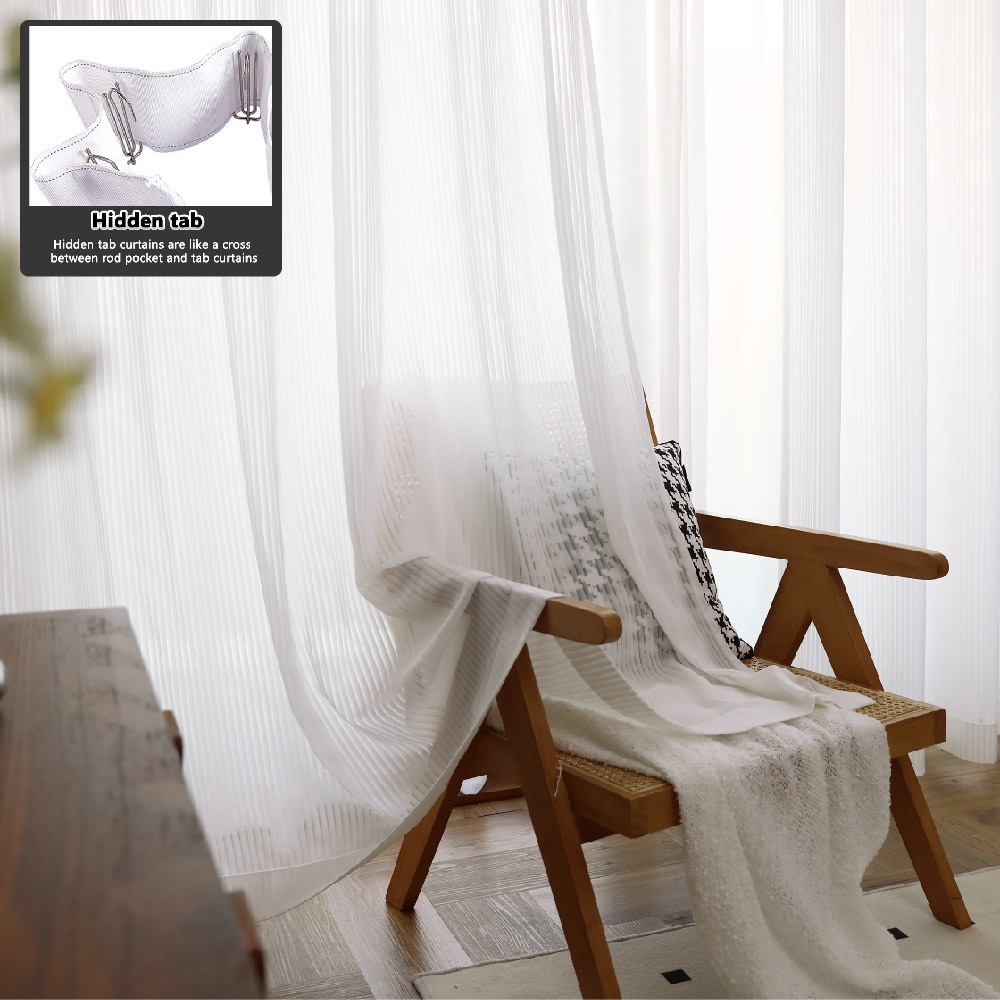 [1PC] Borong365 Valencia White Sheer Curtain Langsir Putih Pintu Langsir Tingkap Cangkuk Hook Pinch Pleat Ring Eyelet