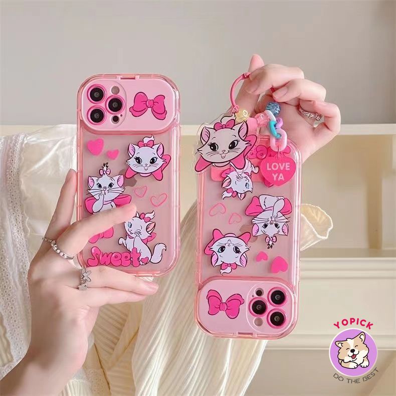 Girls Like Cartoon Suitable for Apple 15 15pro 15promax Phone Case 12mini 13mini Flip Mirror Beauty Mary Cat iPhone14pro 6 7/8p/13/11promax Cute Female Pink