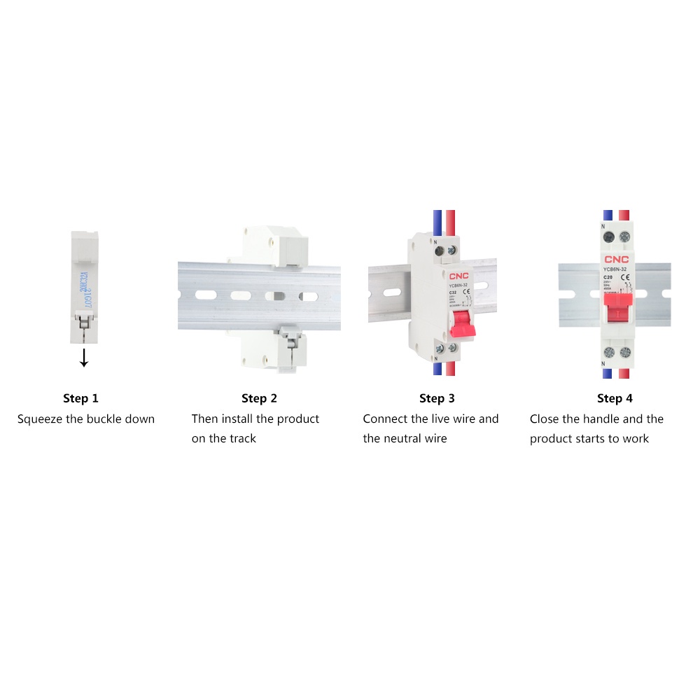 CNC MCB Miniature Circuit Breaker Phase-neutral Circuit Breaker YCB6N-32 6-32A 1P+N Electrical Switch Home Safety