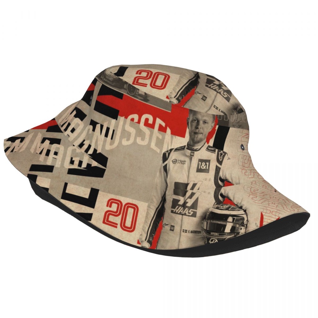 New Brawl Time-Kevin Magnussen Adult Sunshade Bucket Hat Bucket Hat Sun Hat Female Japanese Style All-Match Street Wear Hip-Hop Korean Version Hat Male ins Harajuku Port Style Small Brim Basin Hat Must-Have Sunscreen Hat Travel Le