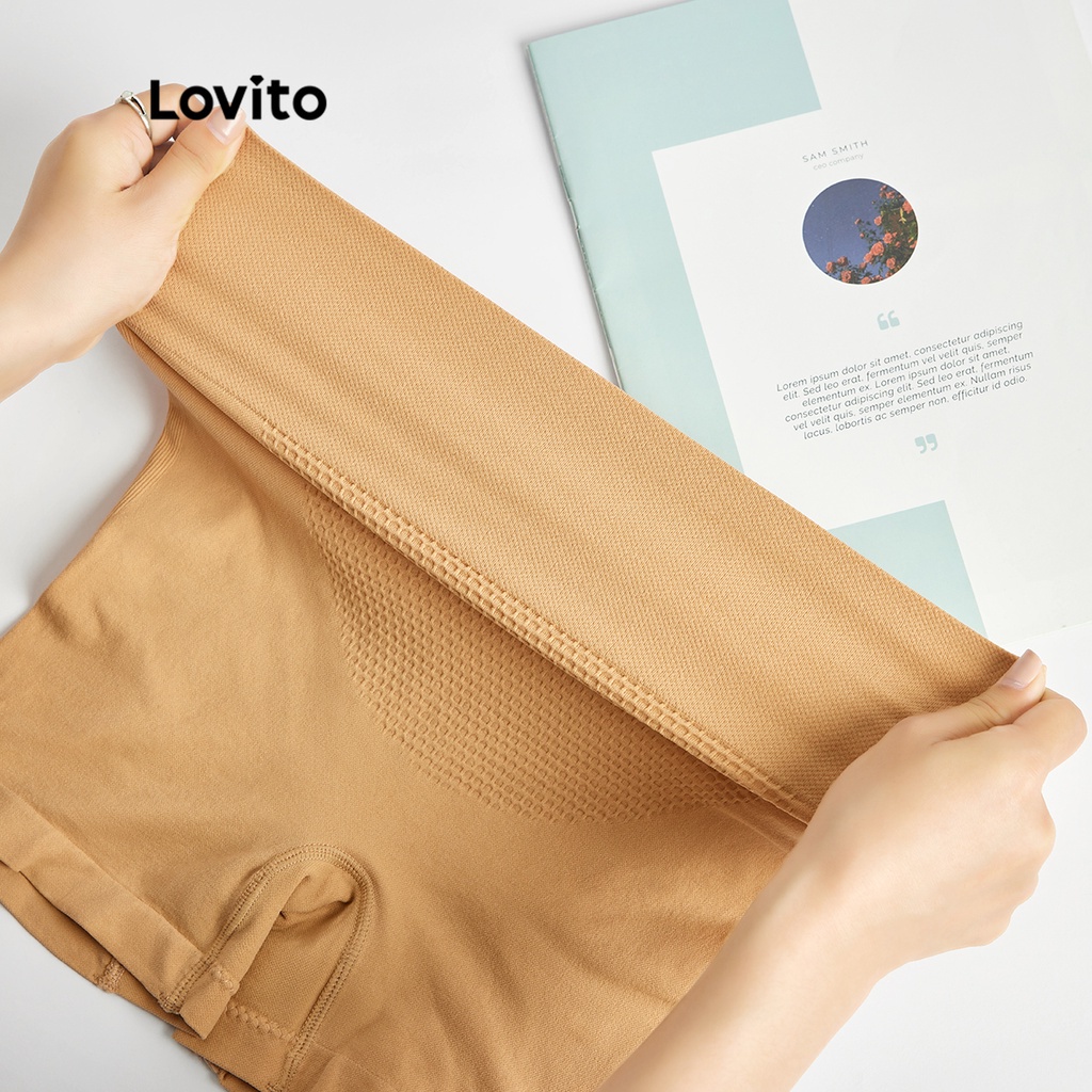 Have Quality Lovito Casual Plain Wide Bend Waist Boyshorts Corsets Shapewear Women L48L056 (Apricot/Grey/Pink/Black) ... - Image 3