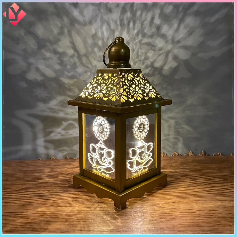 Diwali Decorative Lamp Iron Lamps Festival Hanukkah Elephant Home Craft Ornament Gift for Deepavali Night Light