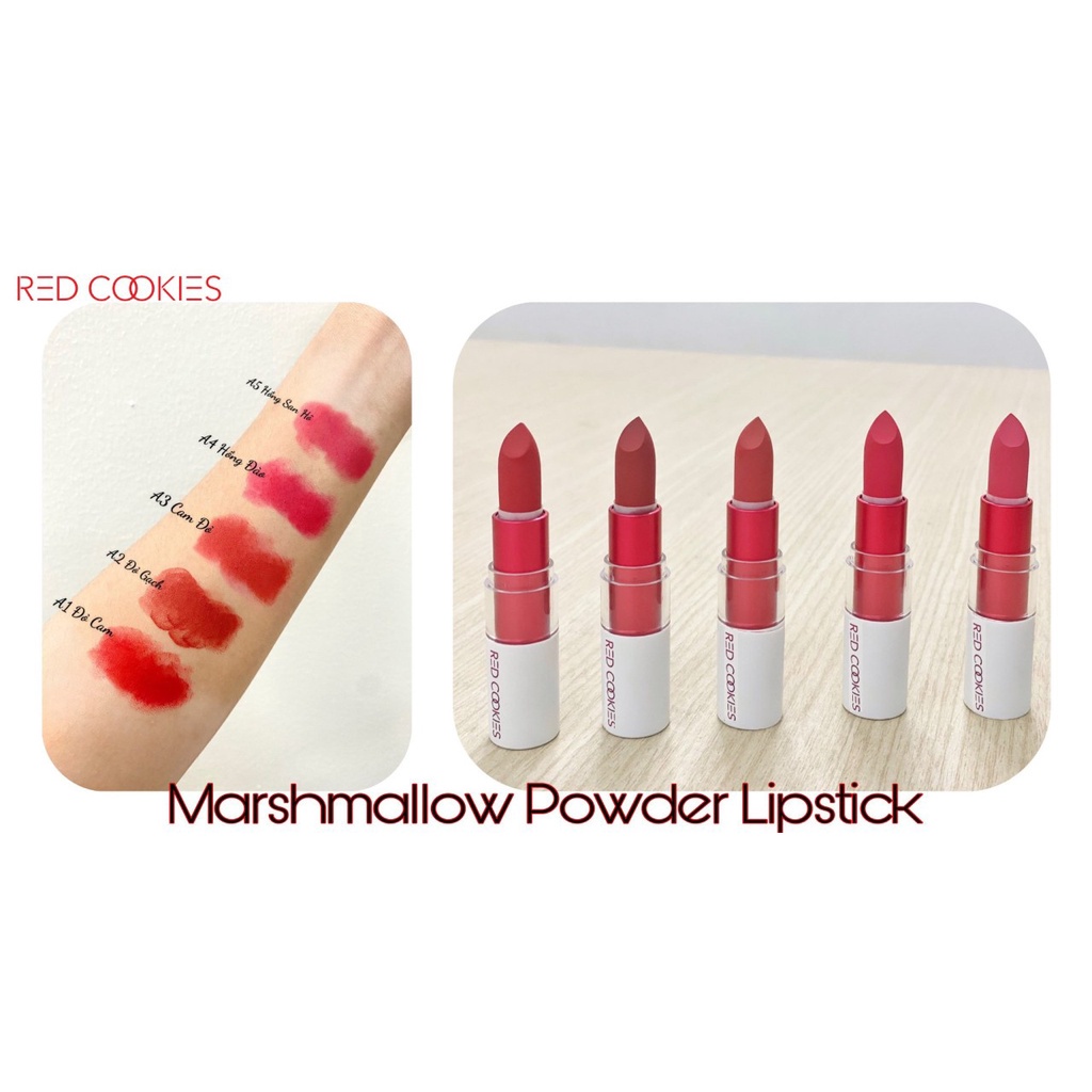 Marshmallow Powder Lipstick - Red Cookies AZ008 with free stem cell mask