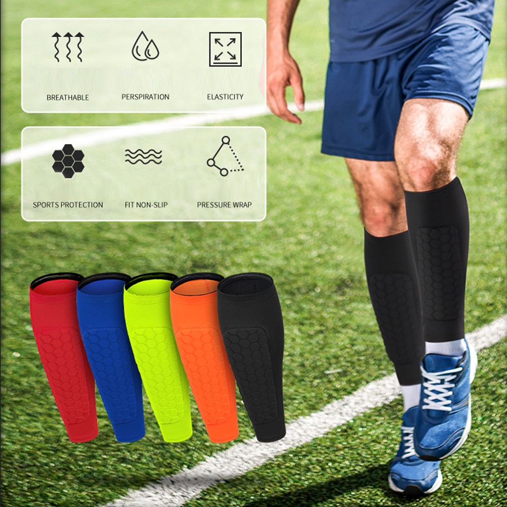 Durable Premium SPOSAFE 1Pcs Soccer Shin Guards Pads Women Men Calf Compression Sleeve Honeycomb Protective Football ... - Image 3