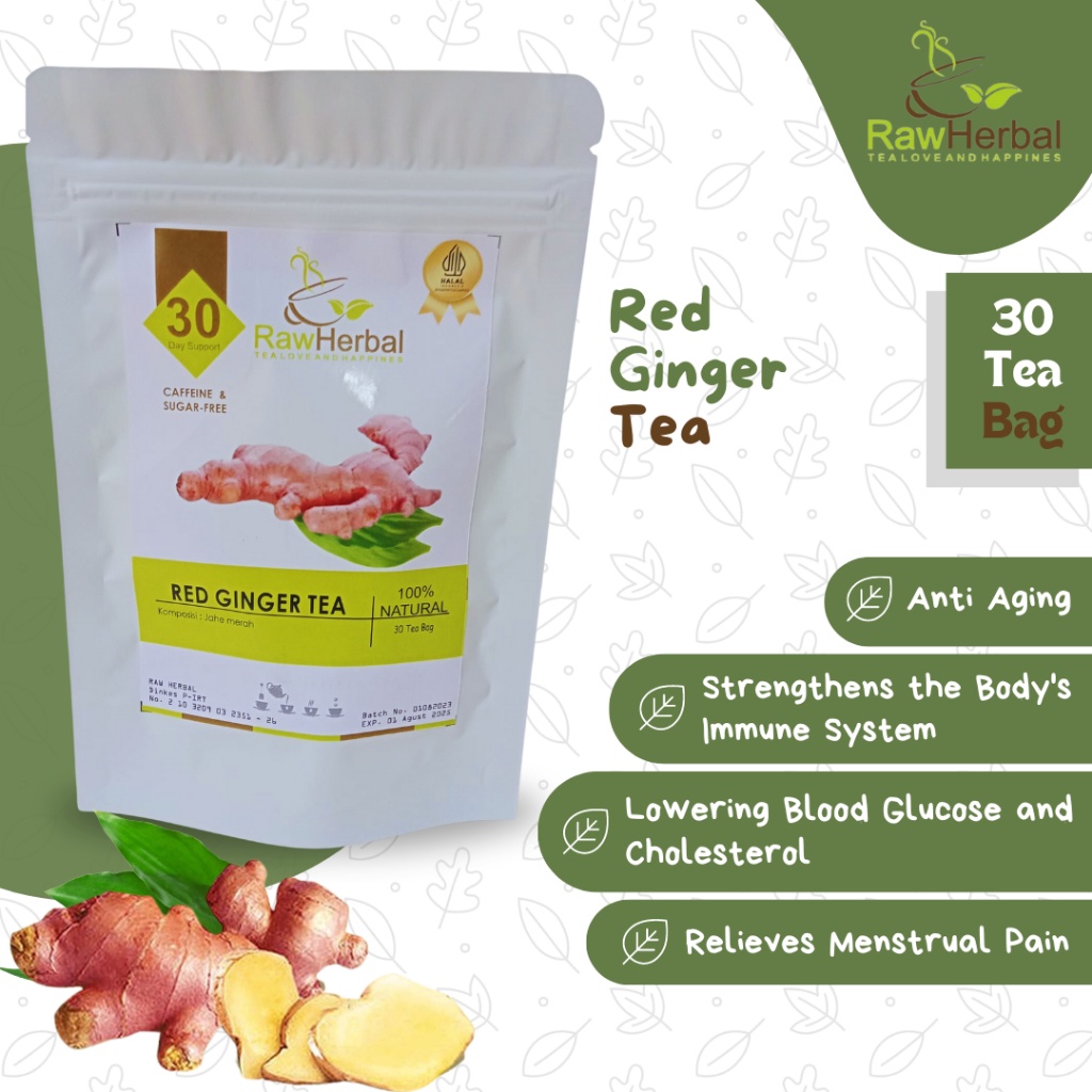 Red Ginger Tea : Teh Jahe Merah Pure 100% Organic - 30 Tea Bag -x1