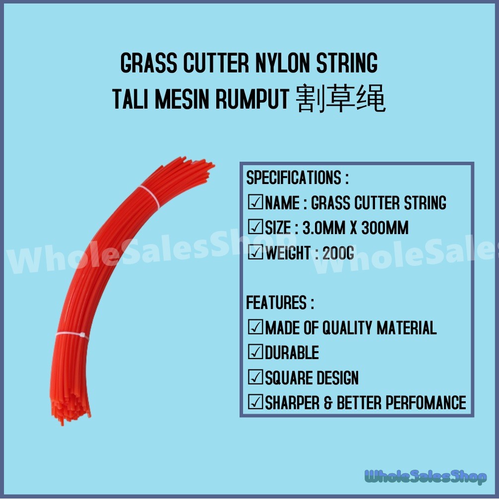 [3.0MM X 300MM] JAPAN GRASS CUTTER NYLON STRING TRIMMER LINE TALI MESIN RUMPUT SIAP POTONG 割草绳