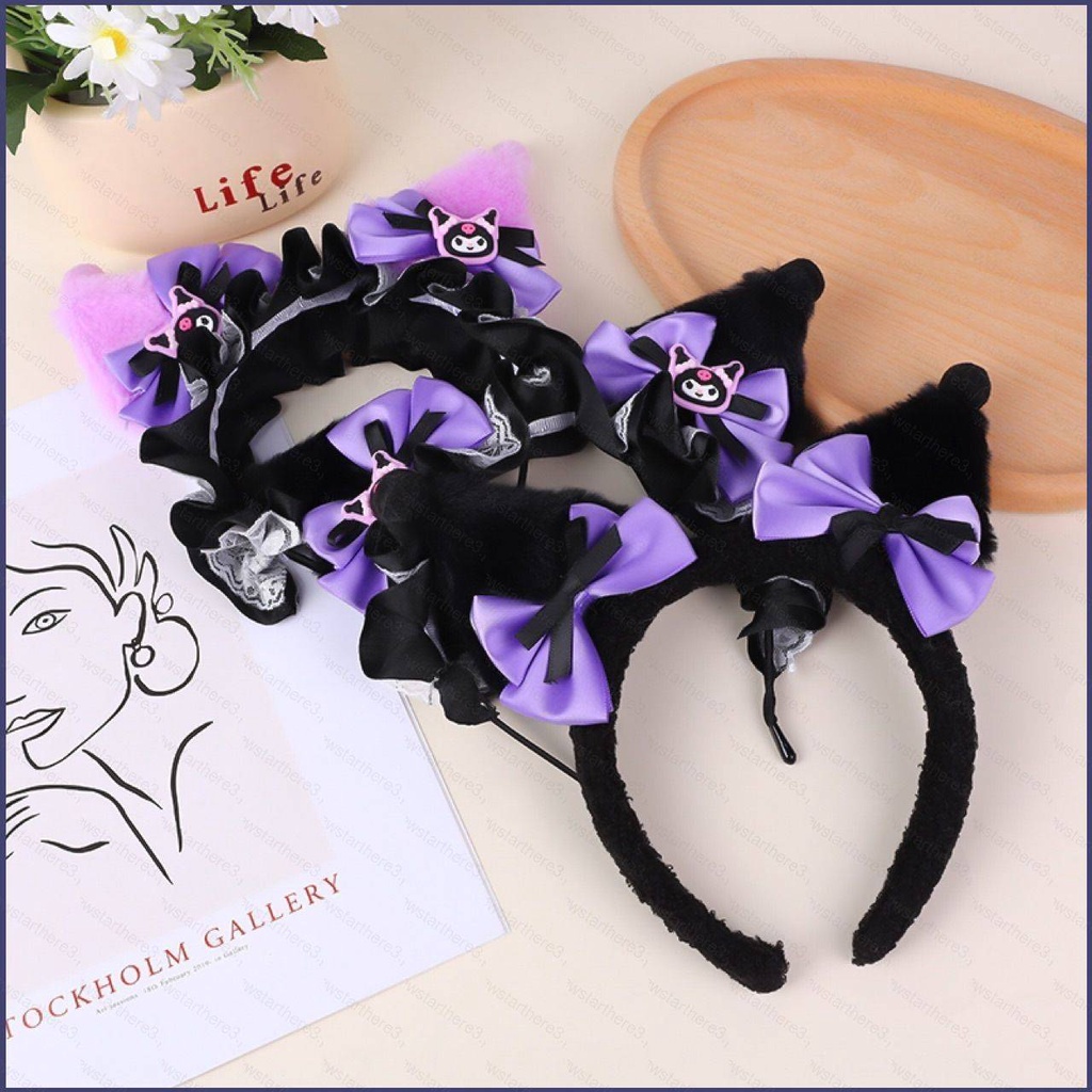 YE Kuromi hair hoop ears plush hair accessory lolita cosplay Comic-con props cute headband