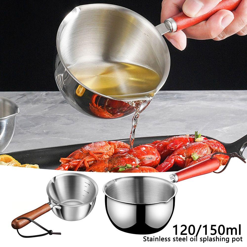 Must Durable LAN Milk Pot Small Multifunction Cooking Wooden Handle Stainless Steel Melting - Image 4