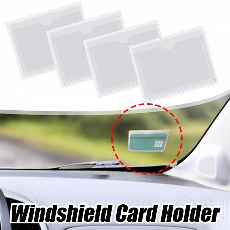 Transparent Card Holder Clip / Windshield Parking Permit Stickers / Self Adhesive Label Holder Clip / ID Card Badge Holder Stickers / Car Interior Organizers