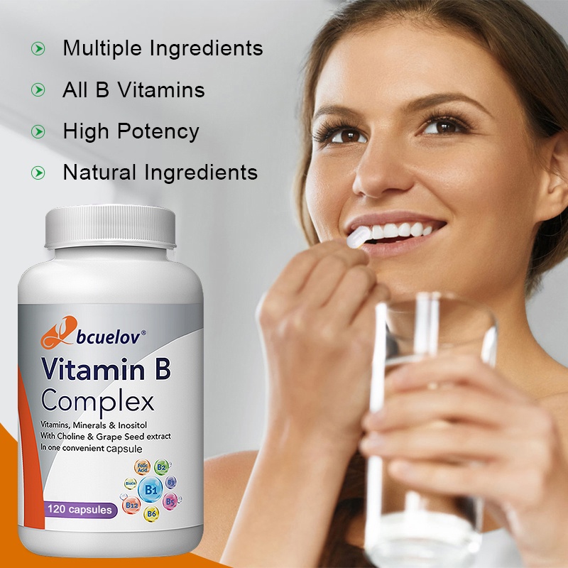 B Complex Vitamins B12 B1 B2 B3 B5 B6 Supports Better Mood Immune System, Nervous System Health and Energy Metabolism - 30/60/120capsules