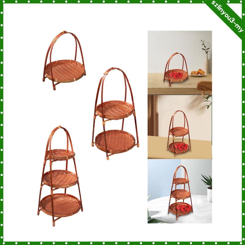 [New product discounts] bamboo food display rack Bamboo Woven Fruit 1/2/3 Layer Multi-functionHand Handwoven Fruit Basket