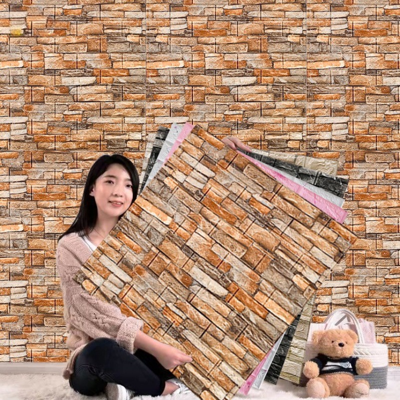 3D Wall Paper Dinding Classical Adhesive Wallpaper Brick Foam Sticker Design Wall Paper Sticker Wall Panner Roof Ceiling Sticker Art Nterior and Exterior Decor