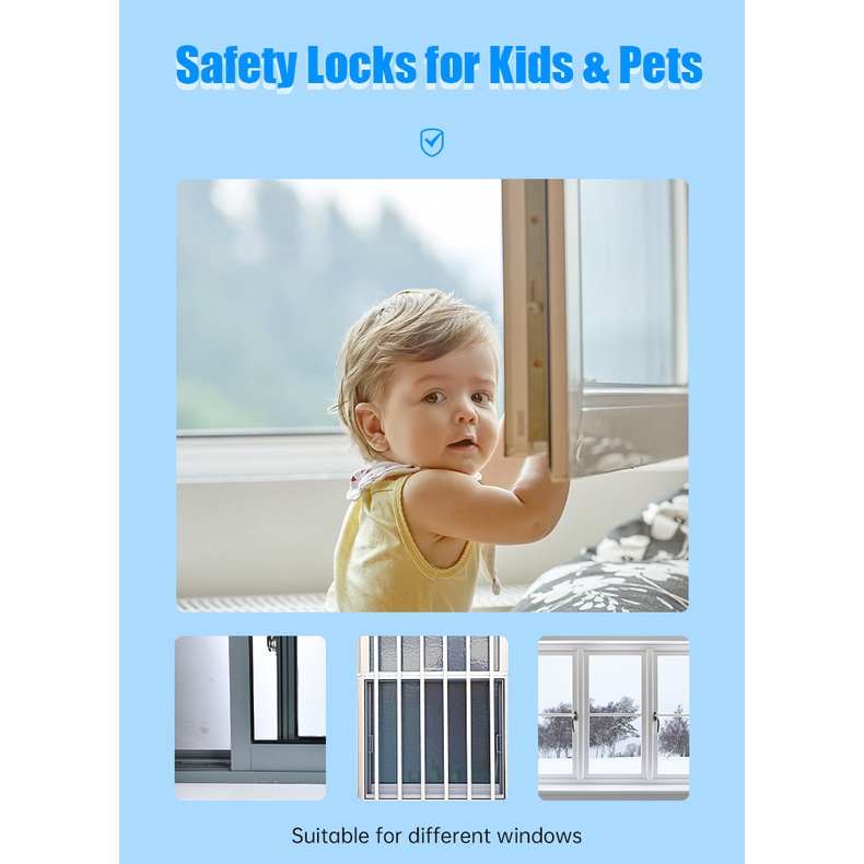 Durable Quality NAIERDI Aluminum Alloy Window Lock Stopper Anti-theft Door Non Punch Sliding Safety Locks Kids Essential - Image 2