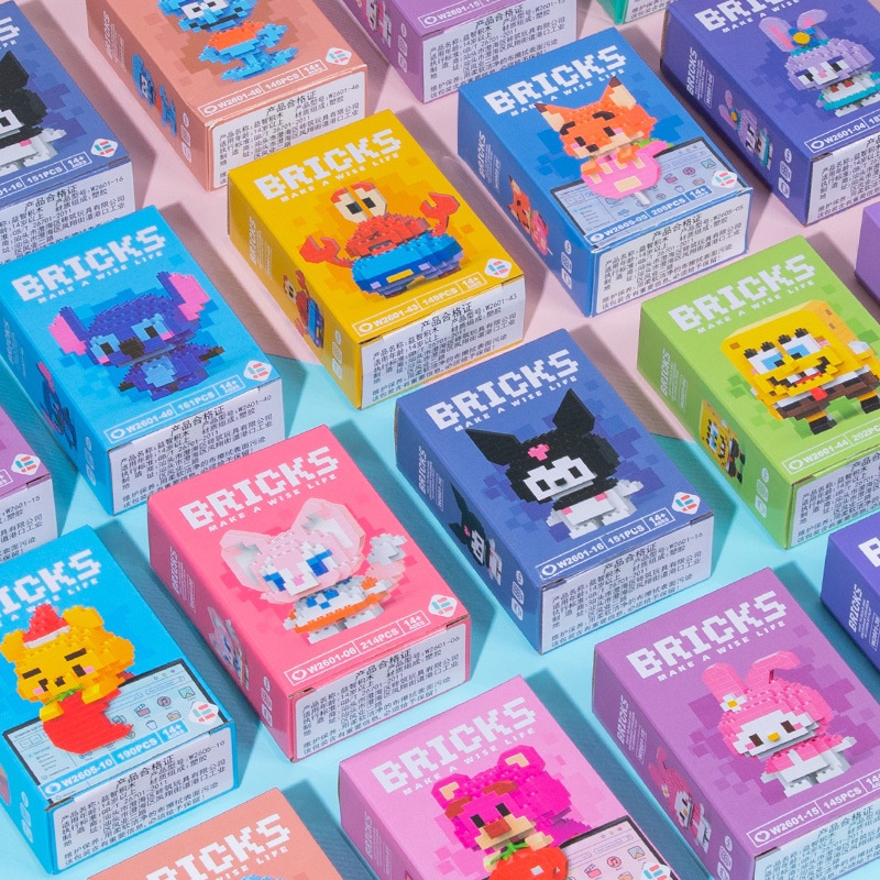 【original box】Mini Cartoon Building Block Doll Desktop Decoration Children Toys Christmas Gifts