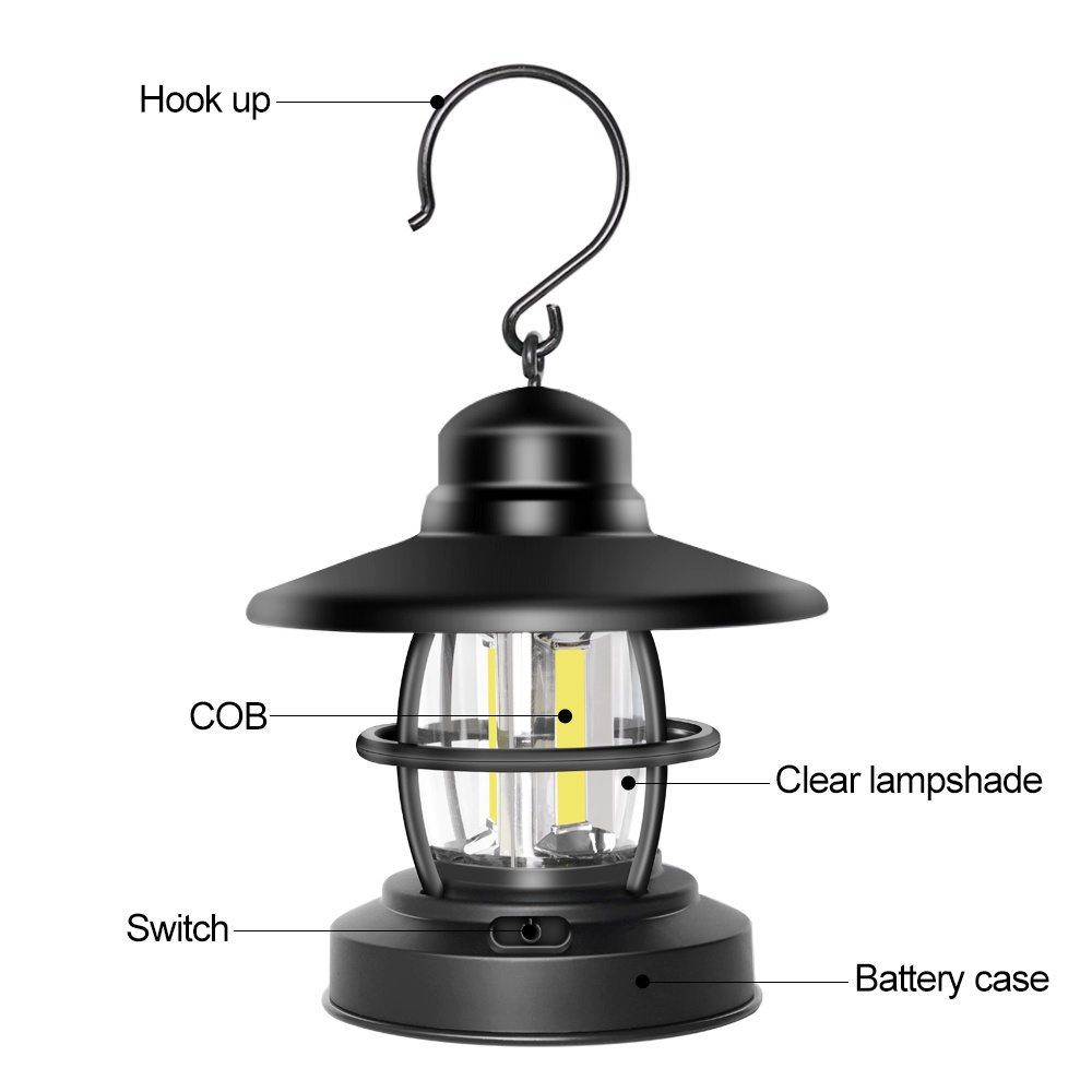 ^Lz^ Vintage Camping Lantern Lamp Outdoor Mountaineering Camping Portable Lighting Lantern Battery-powere