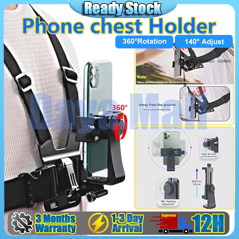 Chest Phone Holder Mobile Phone Chest Strap Harness Strap Cell Phone go pro Clip Action Camera Pemegang Fon Dada 胸带手机支架