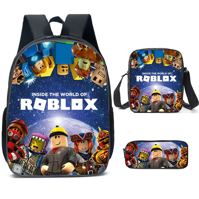 3d Cross-Border Merchandise roblox School Bag roblox Cross-Body Bag Pencil Case Three-Piece Backpack Student Backpack